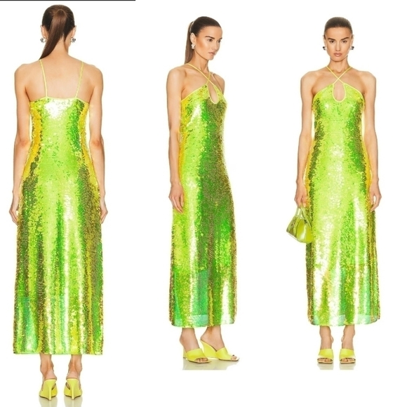 cult gaia Dresses & Skirts - Cult Gaia Lily Sequin Maxi Dress in Green Size XS NWT
